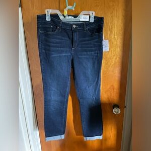 Lauren Conrad mid rise, skinny, cuffed, ankle dark blue wash jeans NEW